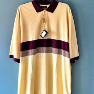 Como Sport Golf Polo Mens XXL Purple Yellow Cotton Stylish Preppy Retro Short